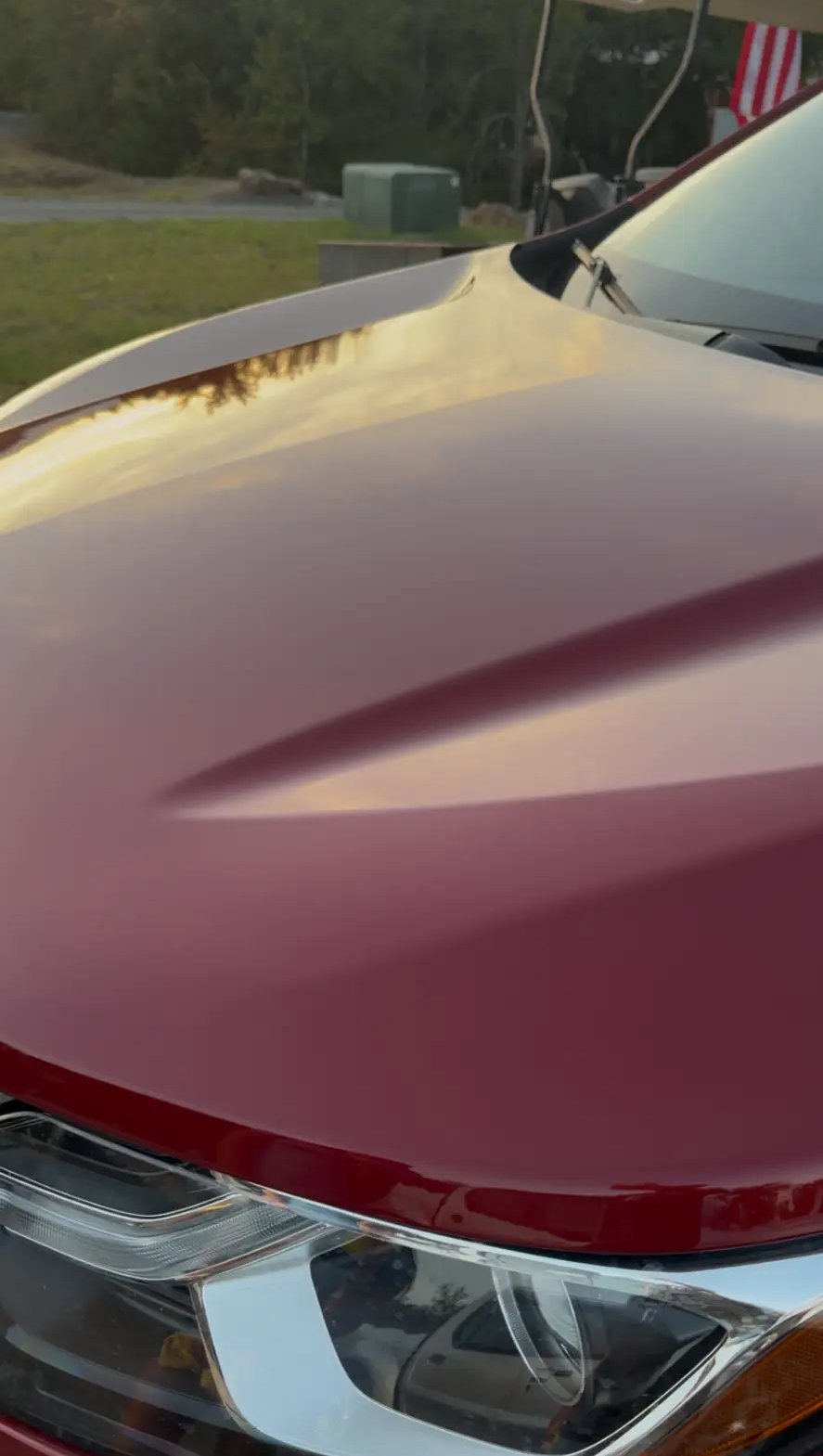 Red Chevy Equinox hood - after